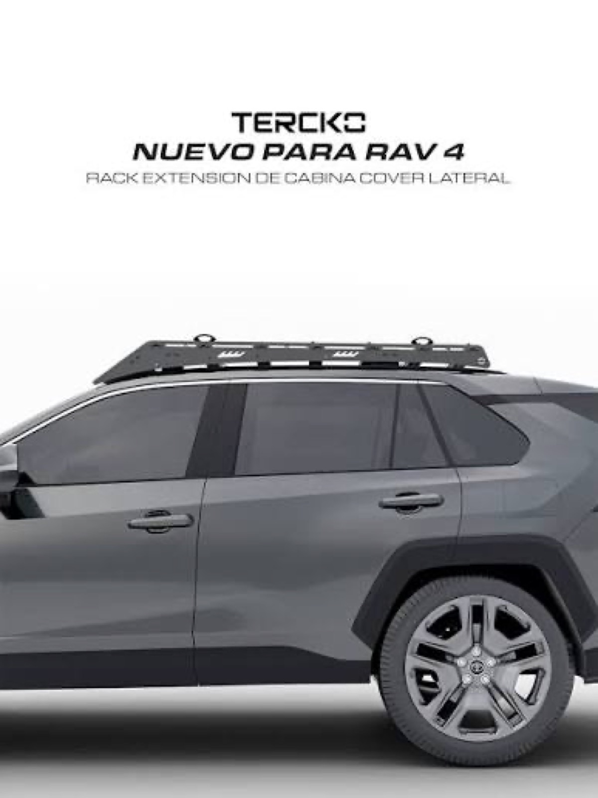 Toyota RAV4 con rack de techo TERCKO con extensión de cabina y cover lateral